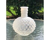 Vintage White Clear Opalescent Hobnail Single Bud Vase 5 quot X 4 quot