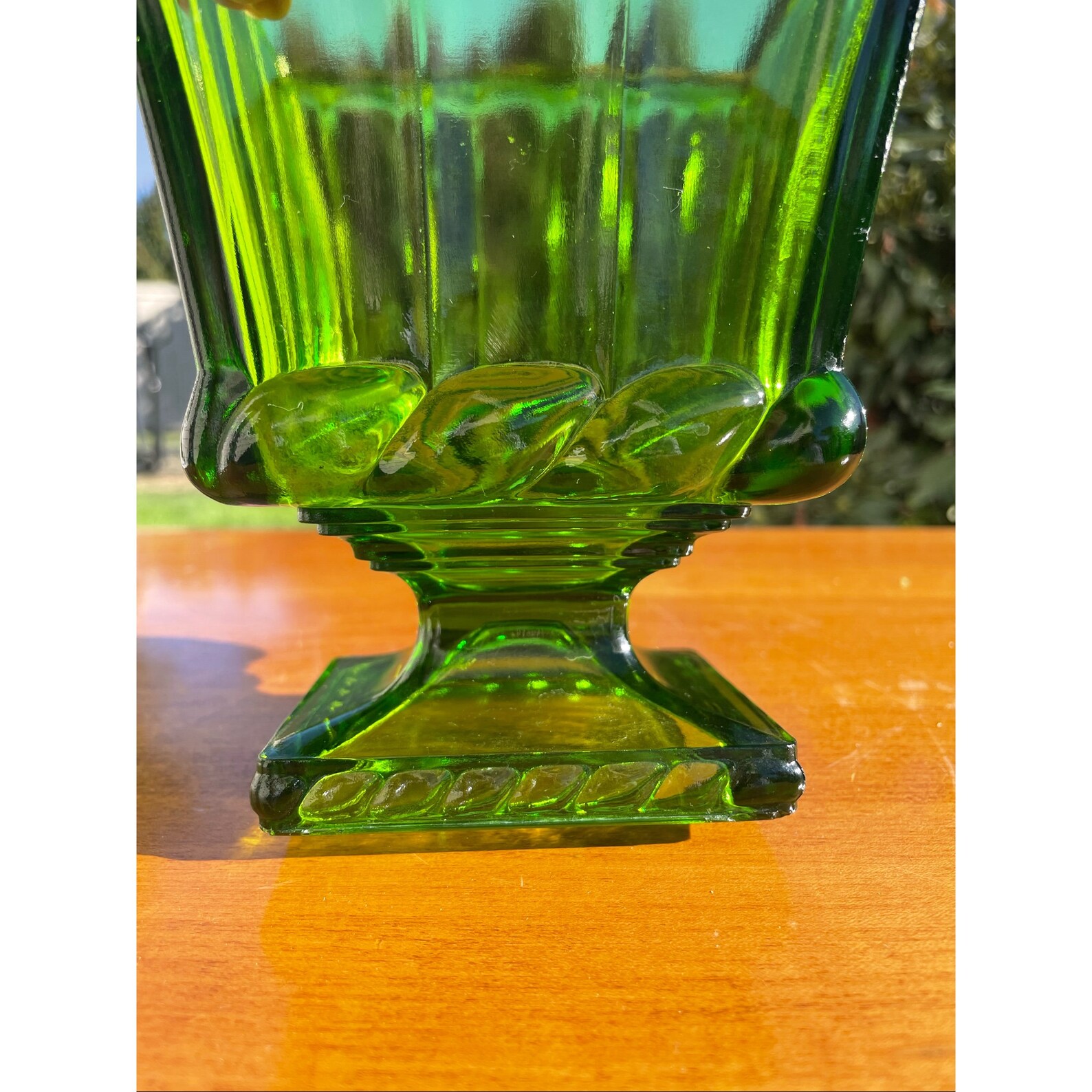 Vintage Green Glass Colonial Rope Pattern Heavy Square - Etsy