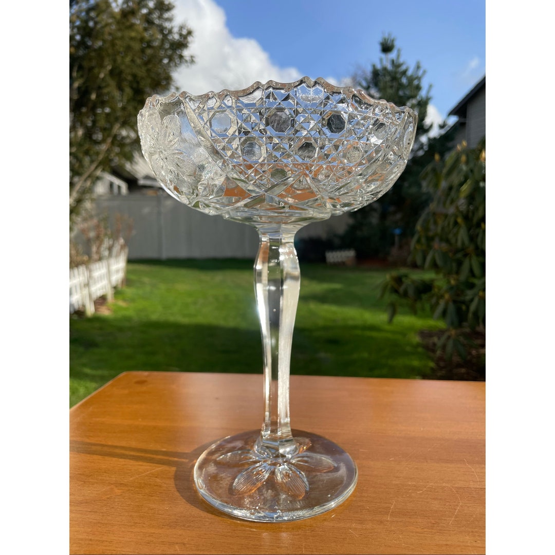 Vintage Pressed Glass Pedestal Compote Dish Vintage Pressed Glass Pedestal Compote Dish
