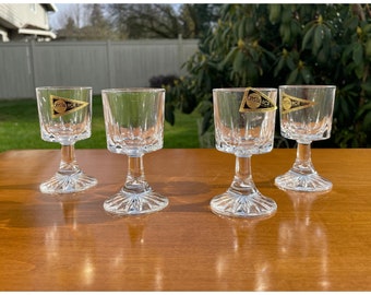 Mid Century Bleikristall Genuine Lead Crystal Shot Glasses Made In Italy Set of 4