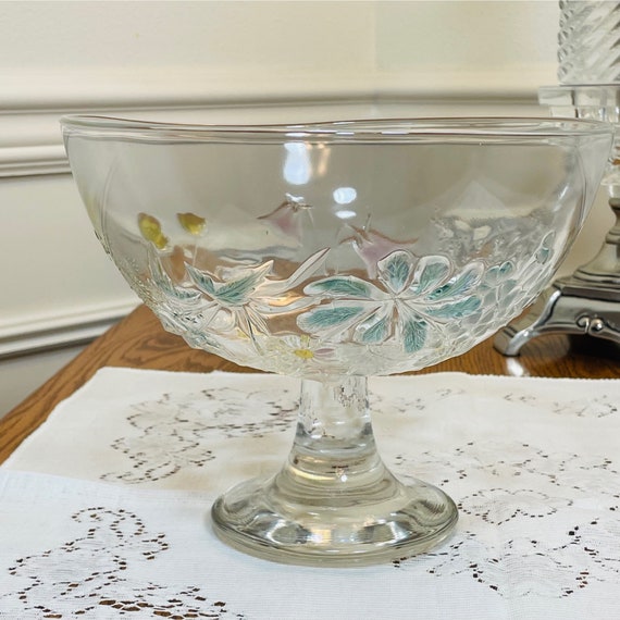 RARE Stunning Vintage Crystal Raised Pastel Floral/vintage Glass
