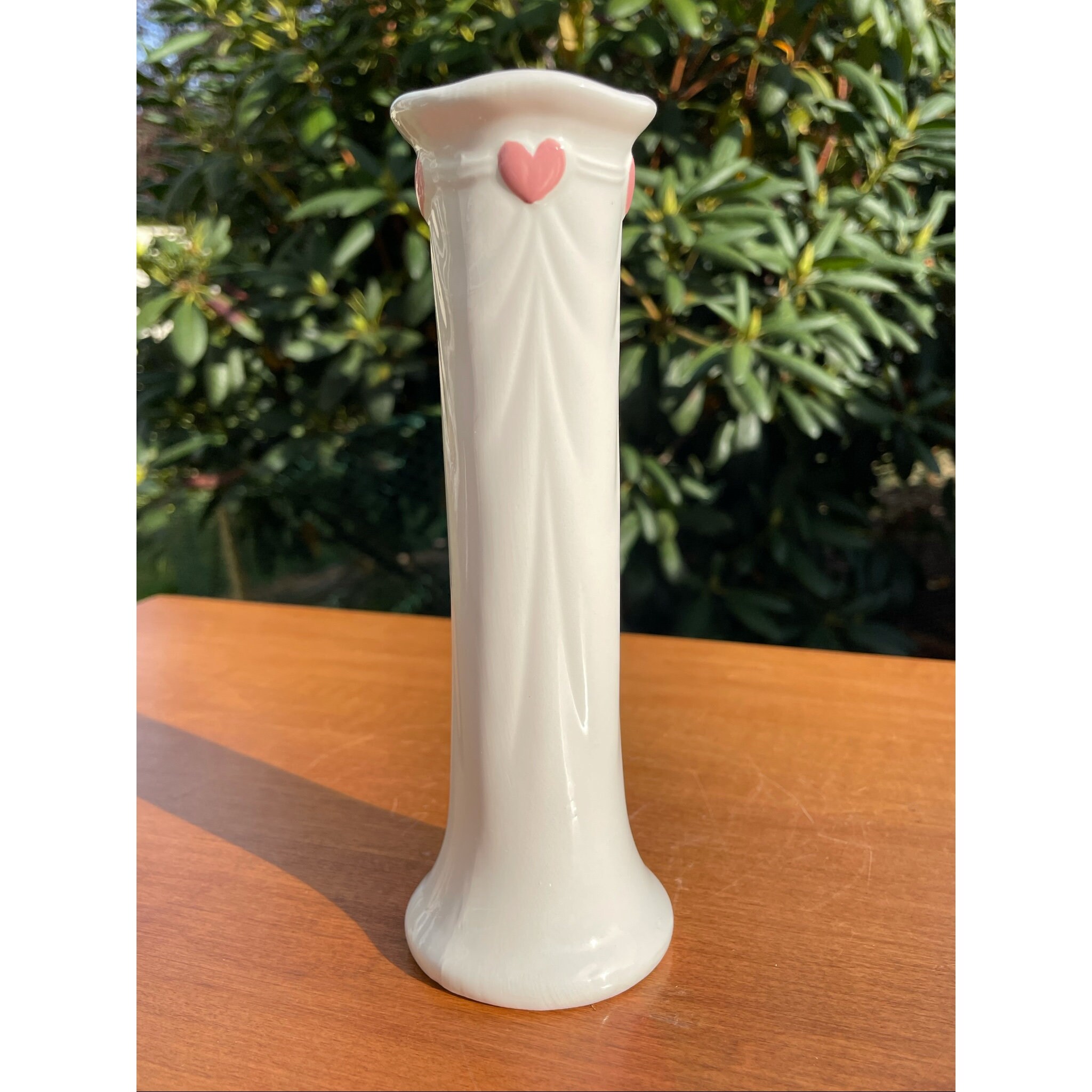 Vintage 1985 Single Bud Ceramic Flower Vase With Pink Heart - Etsy