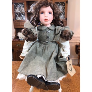 Vintage The Boyds Bears Collection TBC 1999 &quot;Candice&quot; Porcelain/Fabric Long Hair Doll Cottagecore 15&quot; Design by Artisan Jan Fuqua