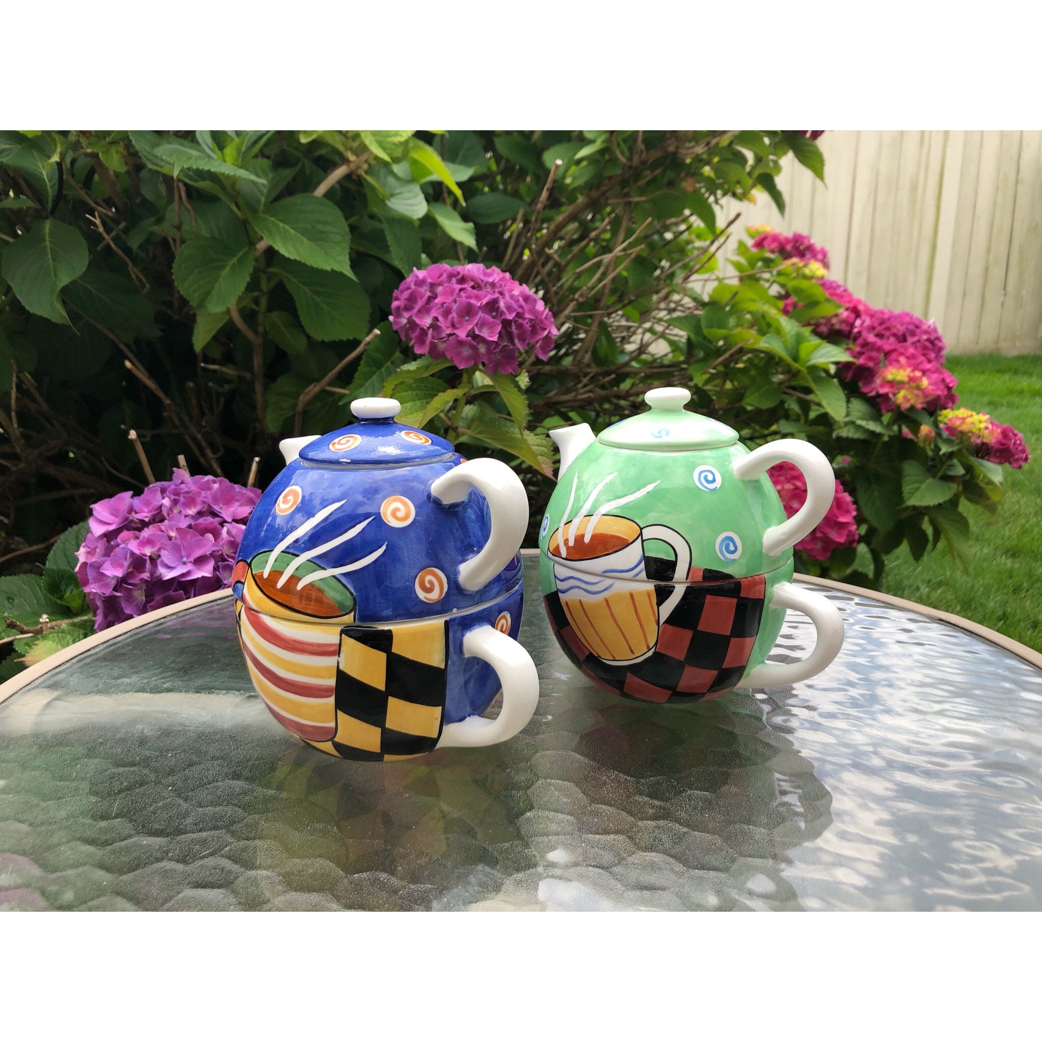 Vintage Jazz Cafe Hand Painted Ceramic Teapots Teacups Sold Vintage Jazz Cafe Hand Painted Ceramic Teapots Teacups Sold