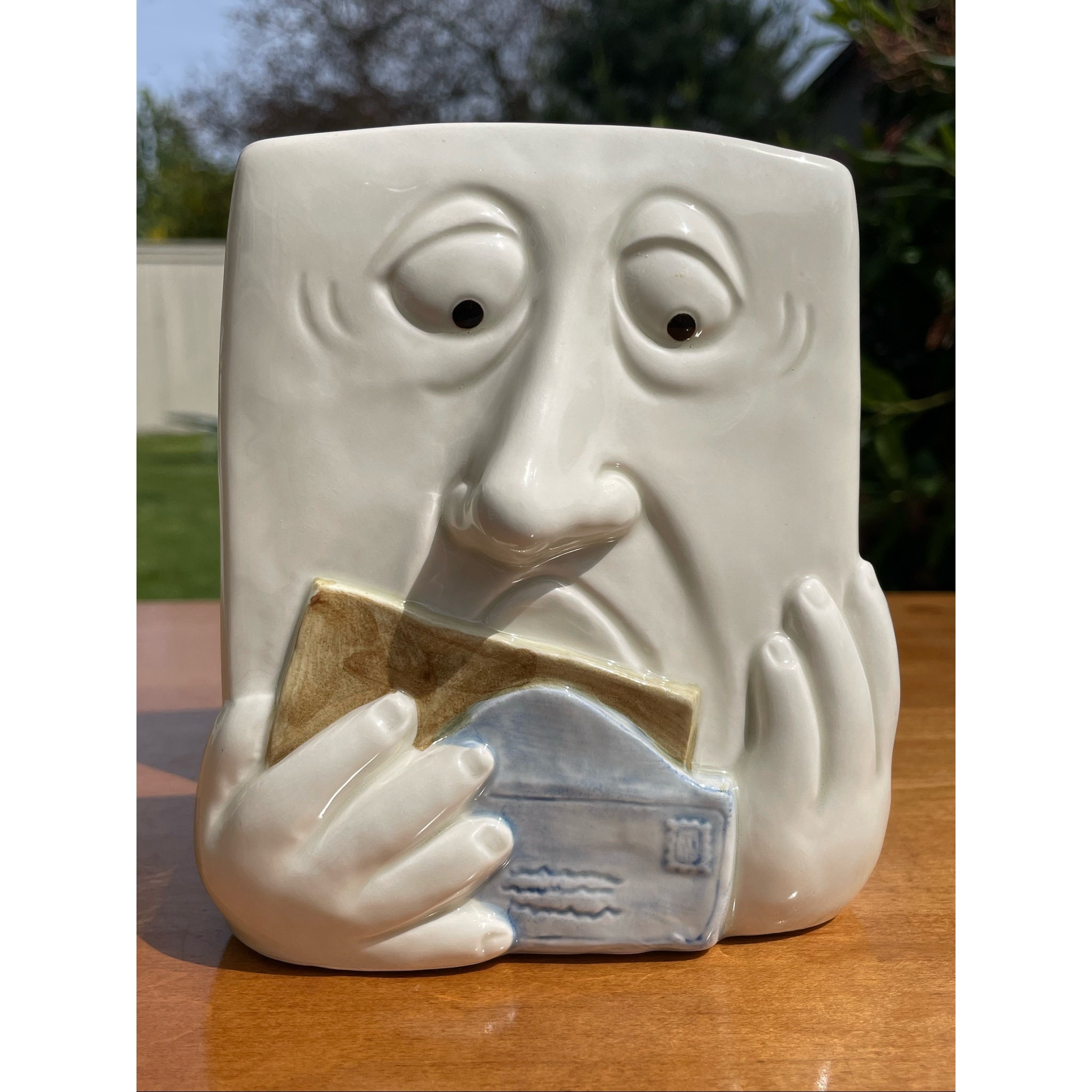 Retired 1987 Fitz and Floyd 3D Faces Napkin/bill Letter Mail