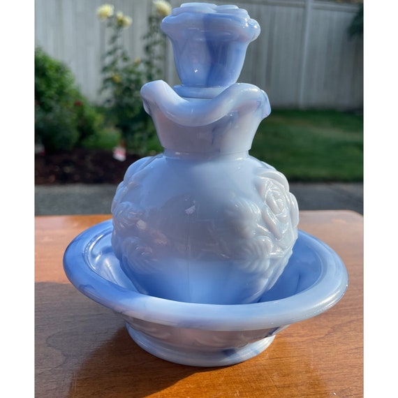 食器 AVON Vintage Avon May 1978 Blue Victorian Rose Bubble Bath