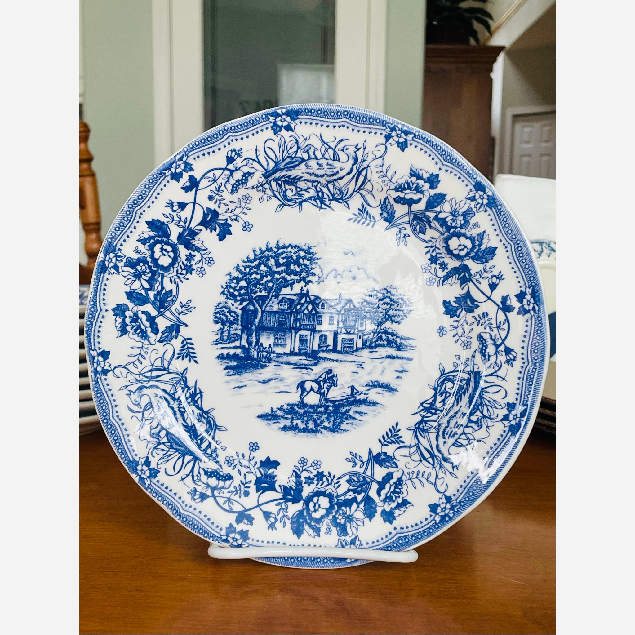 Vintage Italian Ironstone Tableware Patented Design Blue White