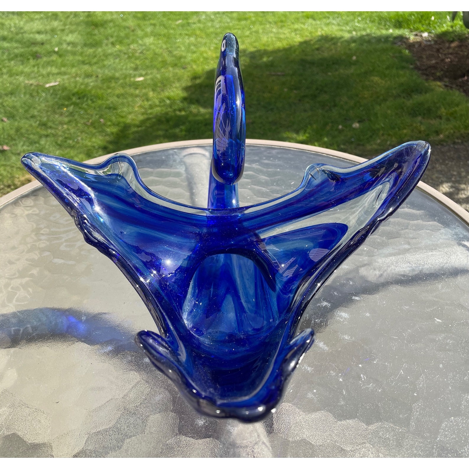 Vintage Heavy Large Cobalt Blue Blown Glass Swan Dish Candy Etsy