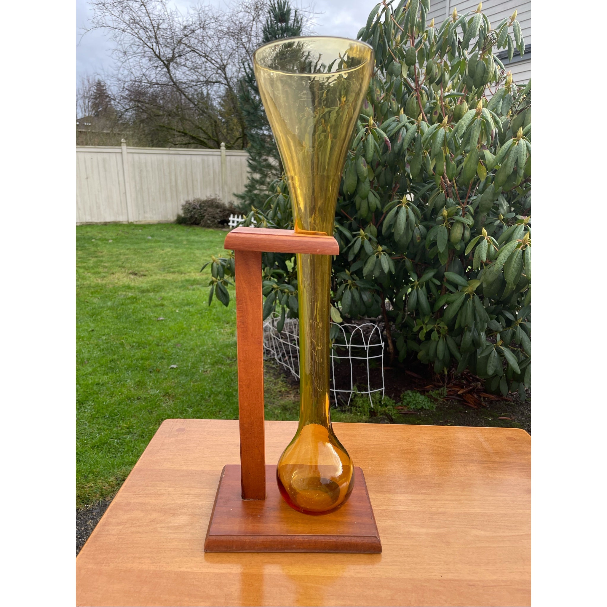 Vintage Half Yard Of Ale Amber Glass with Wooden Stand - Etsy 日本