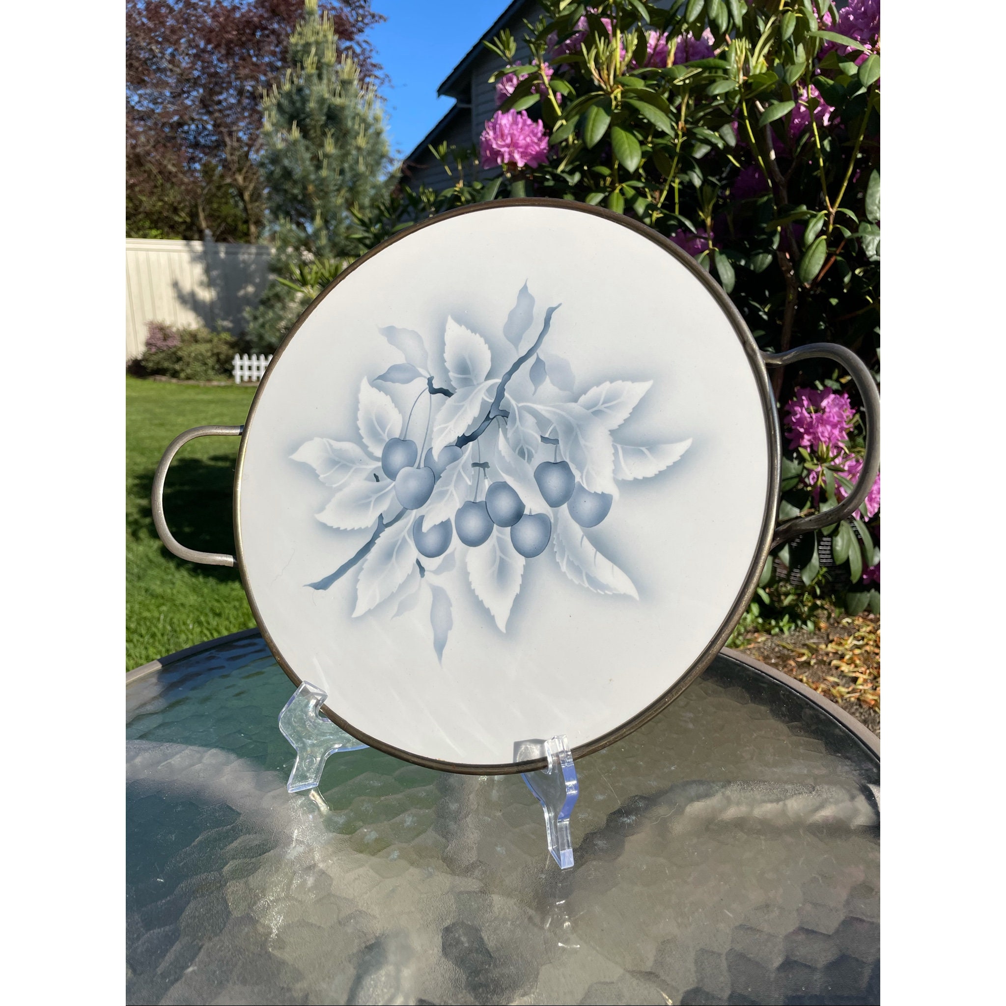 Art Deco Dienblad Van Porselein/Steingutfabrik Paetsch with Cherry