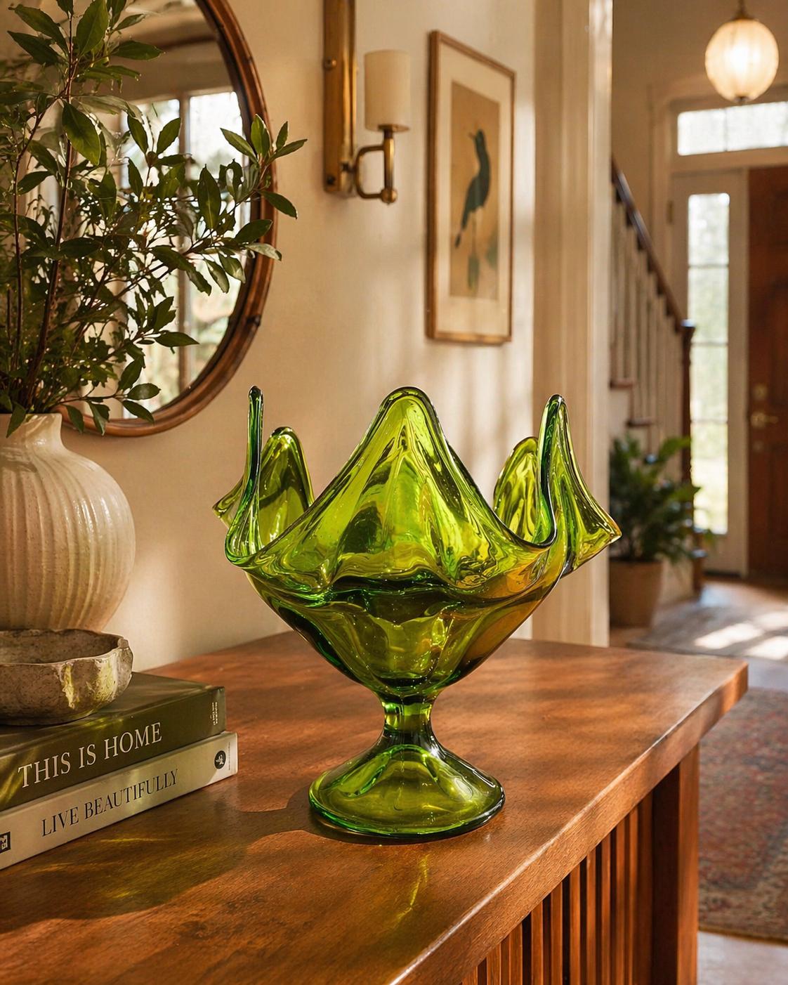 Avocado Green Glass Swung Vase - Etsy