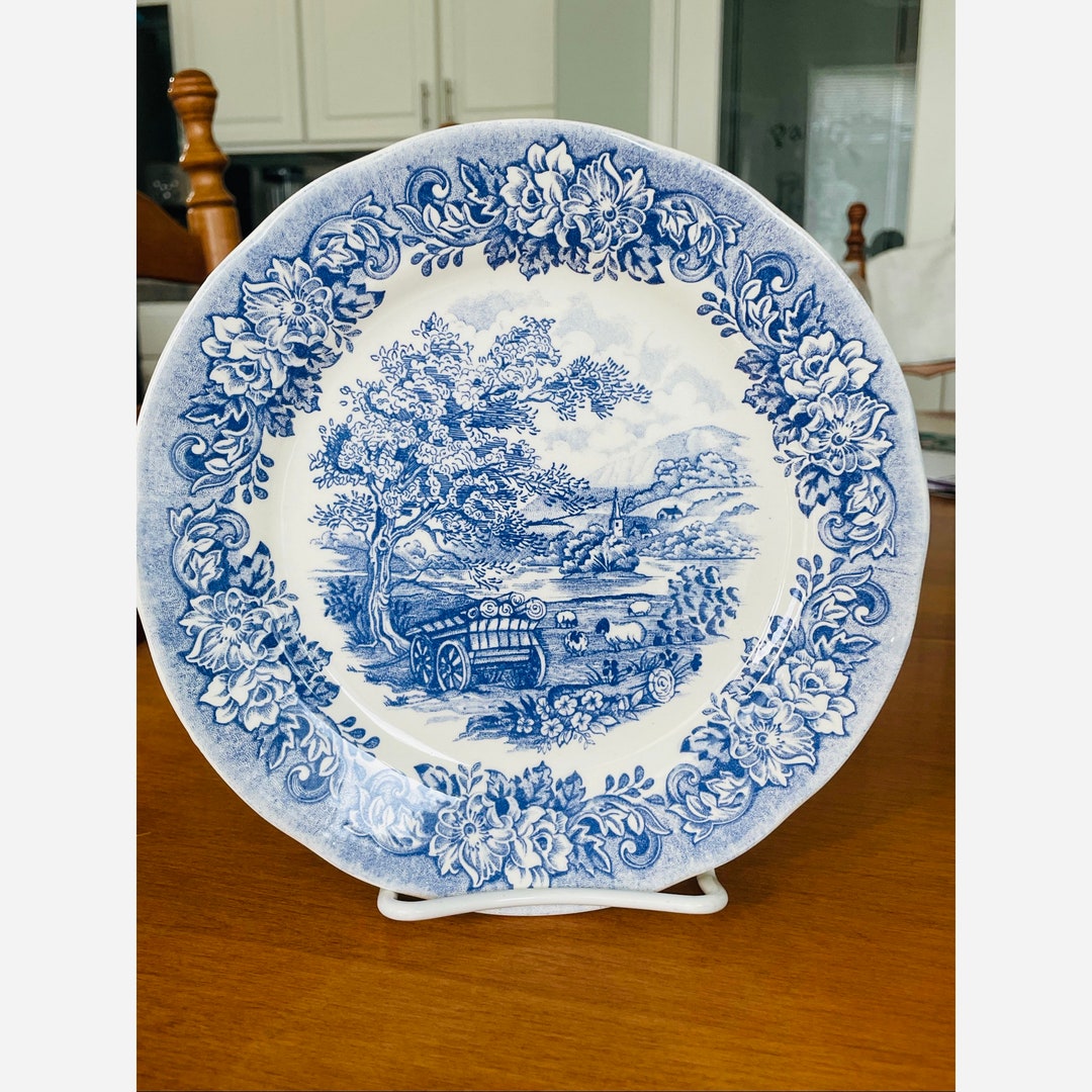 Vintage Italian Ironstone Tableware Patented Design Blue White