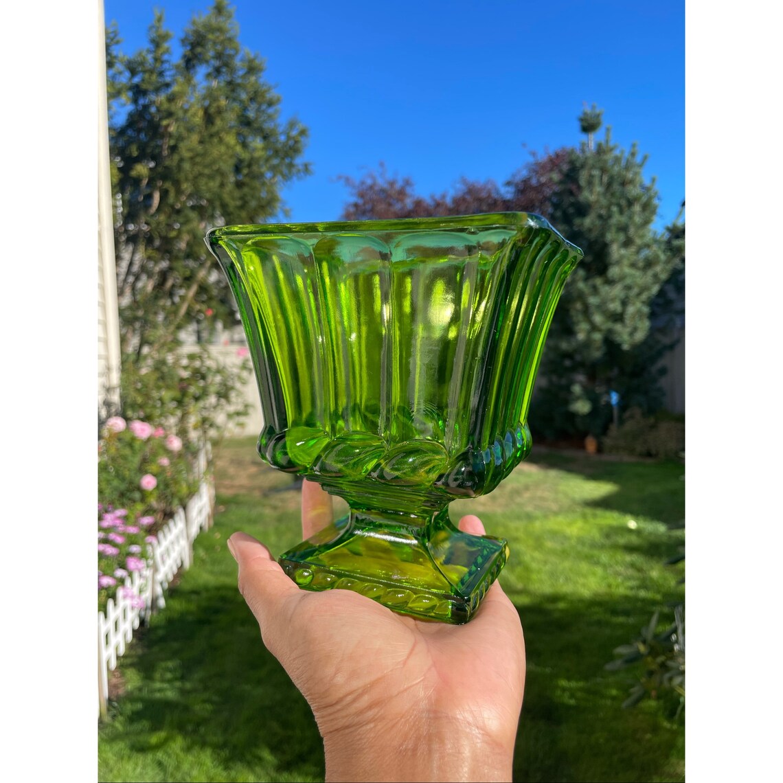 Colonial Rope Maker Vintage Green Glass Colonial Rope Pattern Heavy Square - Etsy