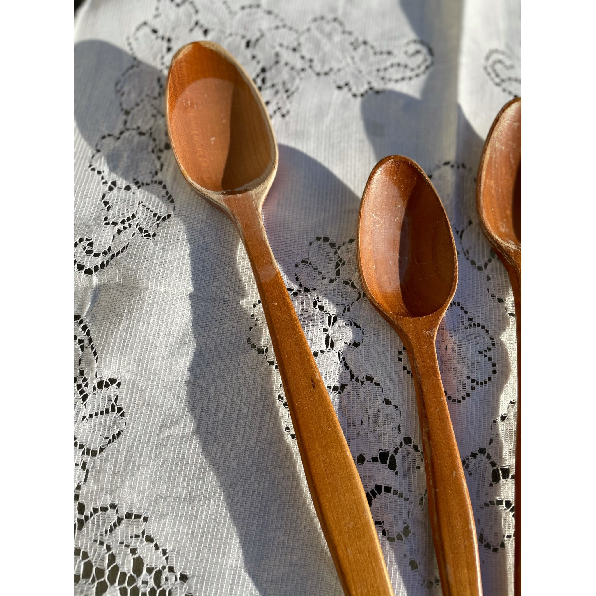 1960s Vintage Wood Serving Utensils Three Spoons/one Fork Etsy