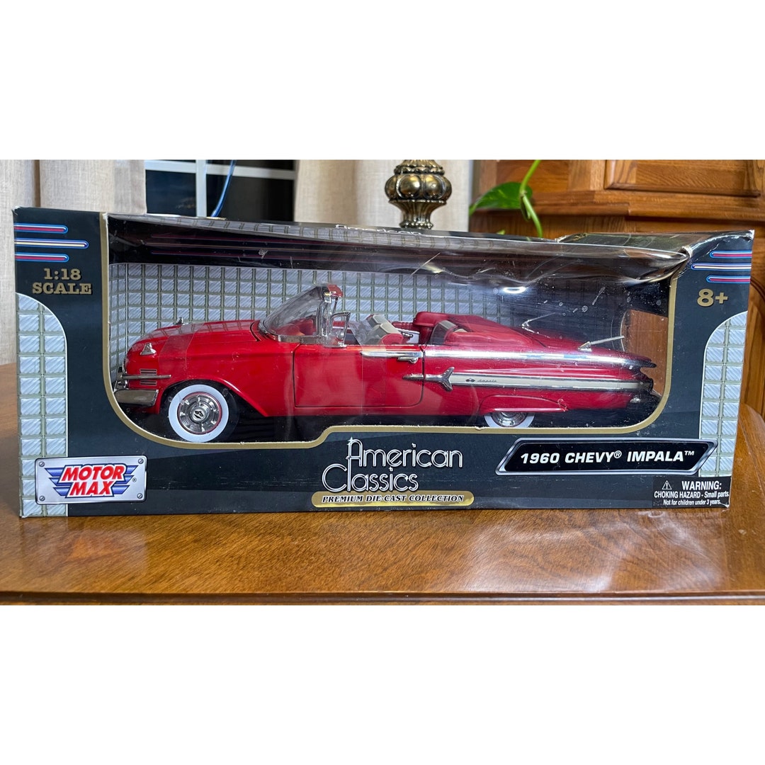 Motor Max American Classic Premium Diecast Red Convertible CHEVY IMPALA Car Model 1960 118