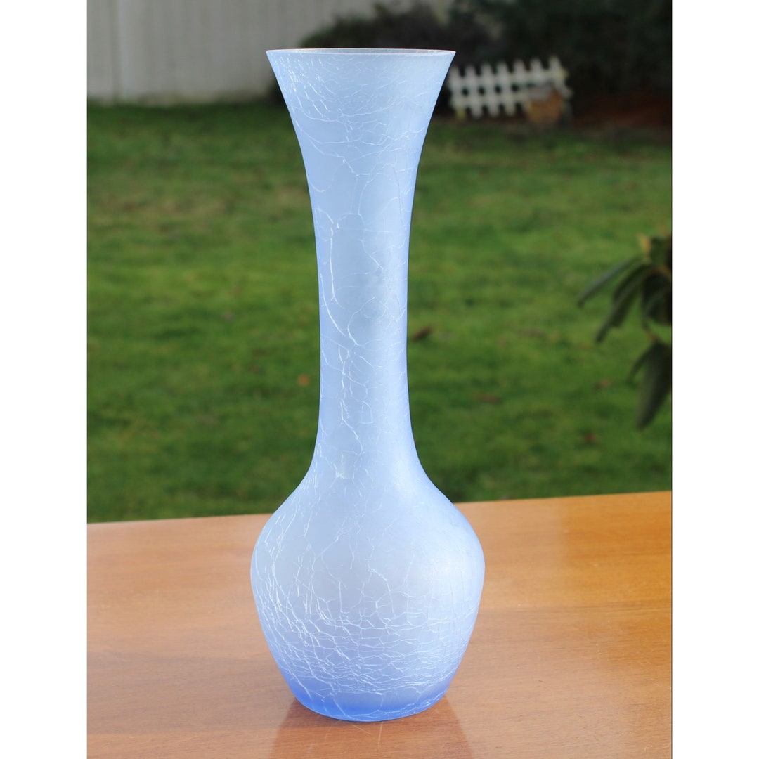 Vintage Crackle Glass Matte Finish Periwinkle Blue Art Glass Etsy