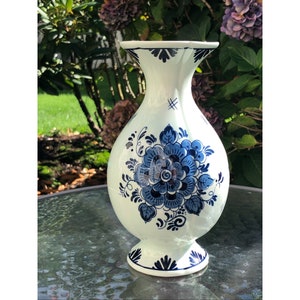 Vintage Blauw Delft Distel Hand Painted Vase Delft Heritage Made In Holland 8 1/4&quot;