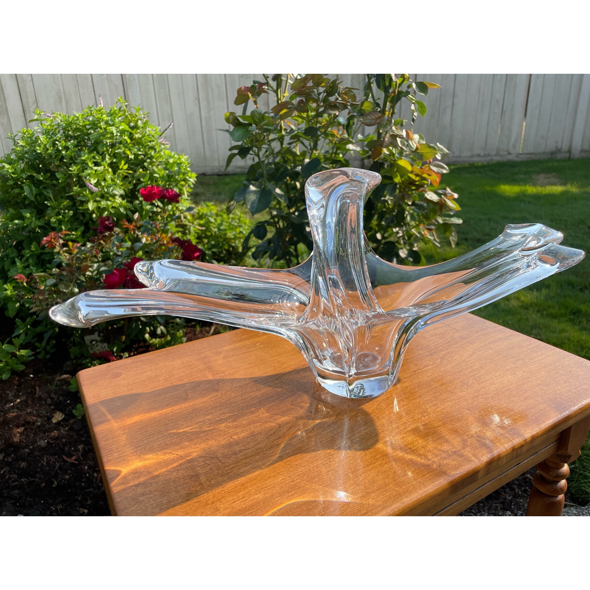 Cofrac Art Verrier French Crystal Sculptural Bowl Made In