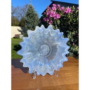 Vintage Lavorazione Arte Murano Blue Swirl Glass Dish – Italian Hand Blown Art Glass Bowl – Made in Italy