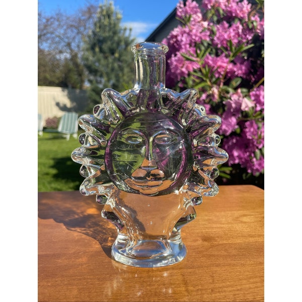 Sun Face Glass Bottle Etsy