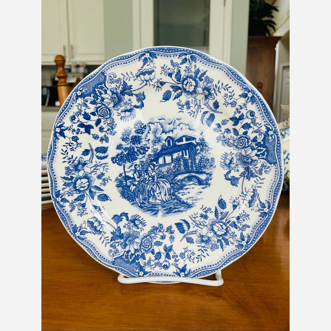 Vintage Italian Ironstone Tableware Patented Design Blue White