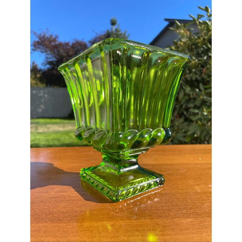 Vintage Green Glass Colonial Rope Pattern Heavy Square - Etsy
