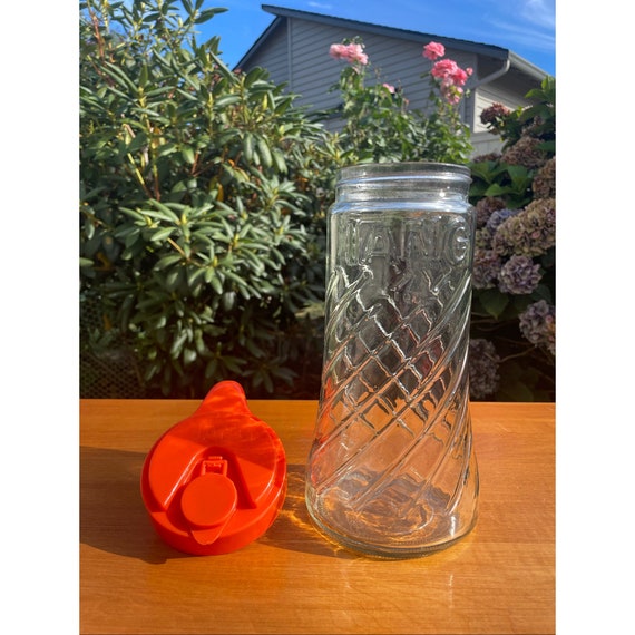 Vintage 1970s TANG Juice Glass Pitcher With Orange Plastic