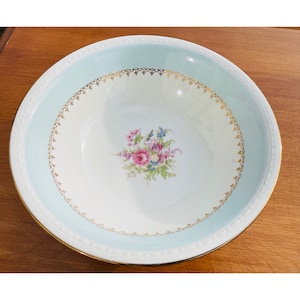 Retired Vintage Georgian Eggshell Round Vegetable Bowl w/Gold Trim G51N5 by Homer Laughlin Made In USA