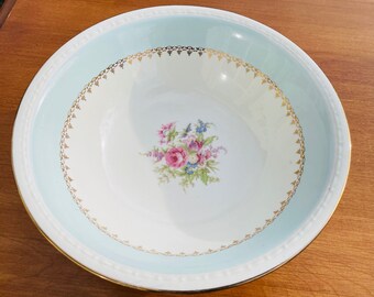 Retired Vintage Georgian Eggshell Round Vegetable Bowl w/Gold Trim G51N5 by Homer Laughlin Made In USA