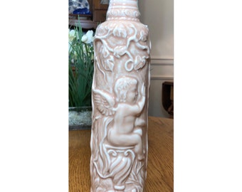 Vintage C. Miller 1968 James B. Beam Mid-Century Carved Angels High Gloss Ceramic Liquor Bottle Corked Genuine Regal China 11 1/2" Tall