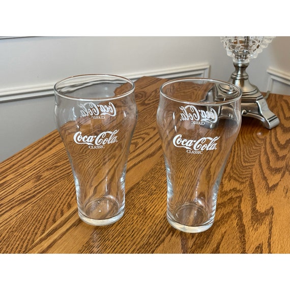 Libbey Coca Cola Heavy Clear Drinking Glasses W/ Handle Lot Of 4 Made In USA