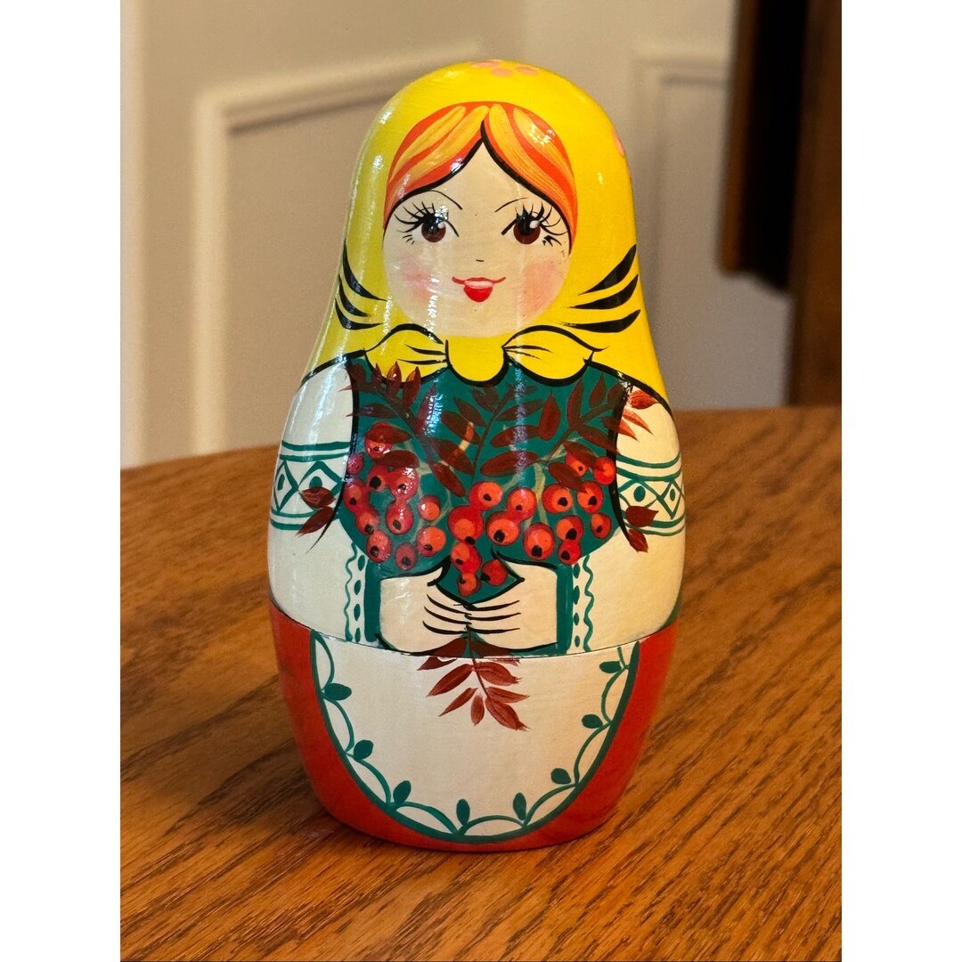 Vintage Russian Stackable Dolls Folklore Nesting Dolls Hand Painted