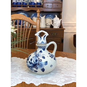 Vintage Erven Lucus Bols Anno 1575 Delfts Amsterdam Holland Lidded Corked Jug Hand Painted