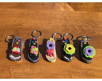 Handmade Philippines Flip Flop Slipper Beach Thongs Multi Colored Summer Shoes Keychains Holiday Vacation Gifts Party Favors Lot of 5