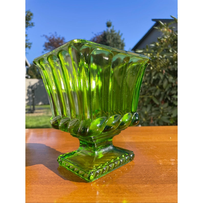 Vintage Green Glass Colonial Rope Pattern Heavy Square - Etsy
