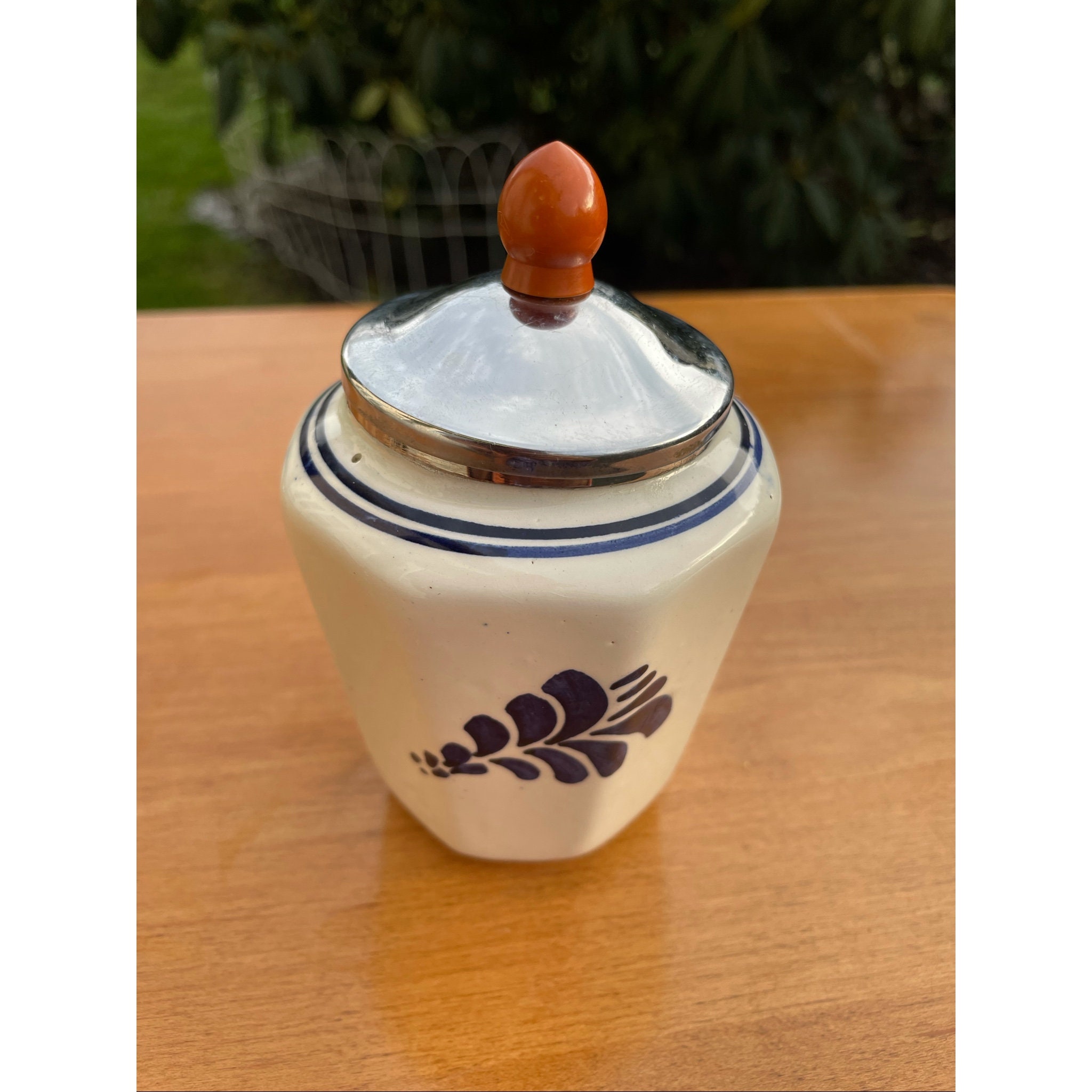 Vintage Delft Ceramic Jam Jar With Metal Lid Windmill Ocean Etsy