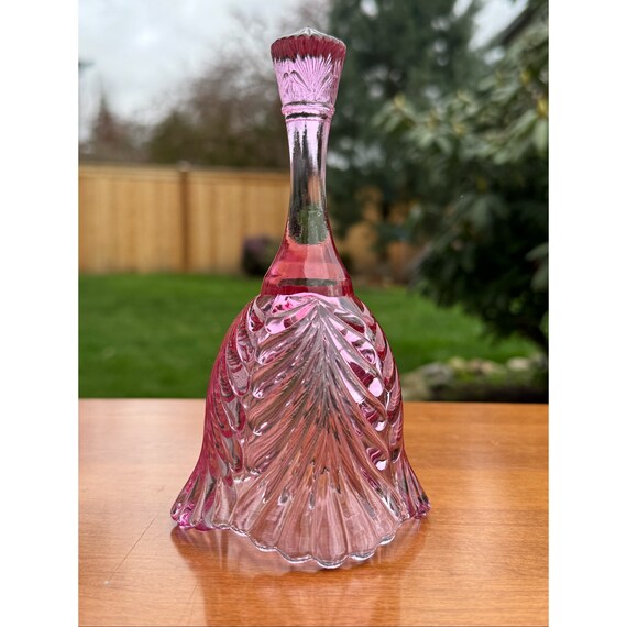 Vintage Fenton Art Glass Ringing Bell, Pink Draped Fan - Etsy