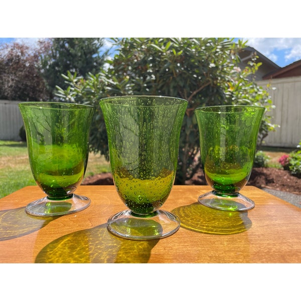 Green Water Goblets Etsy