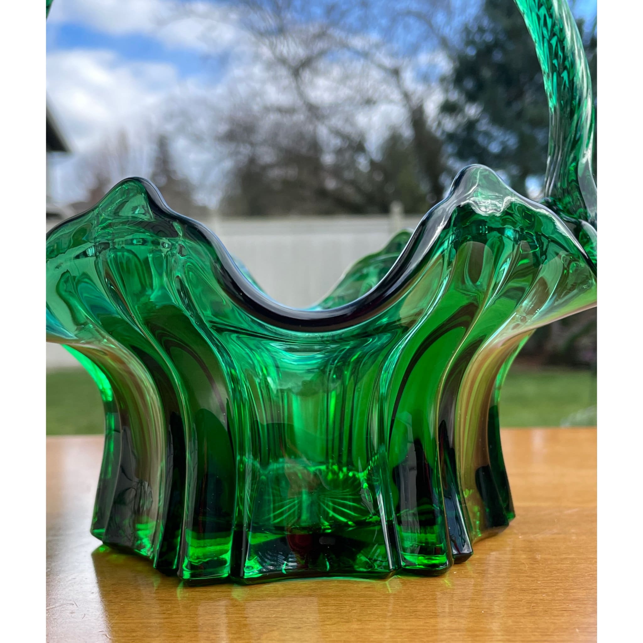 Fenton Art Glass・アンティークガラス Fenton Art Glass Pink Opalescent Hobnail Ruffle Double Crimp