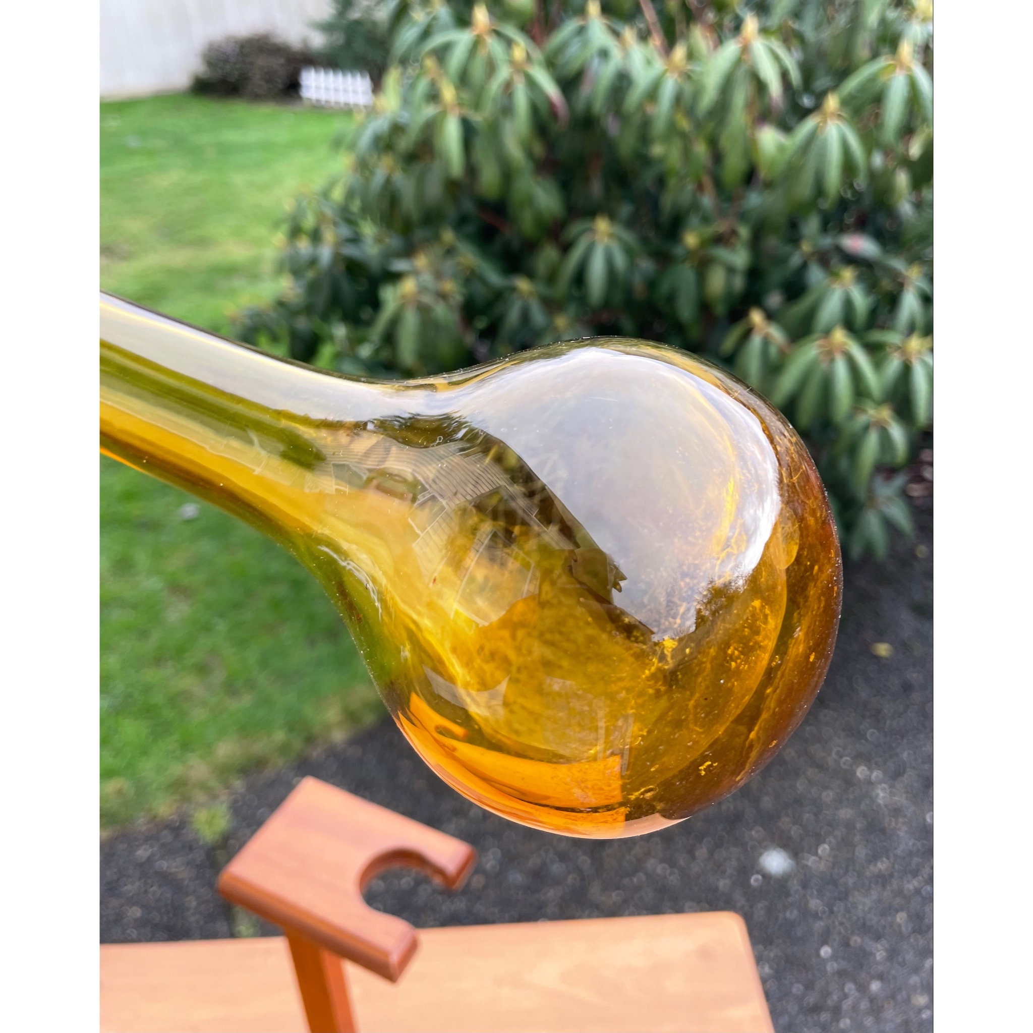 Vintage Half Yard of Ale Amber Glass With Wooden Stand - Etsy