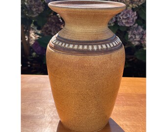 Handmade Textured Glaze Art Pottery Vase Brown Vase Signed Pottery