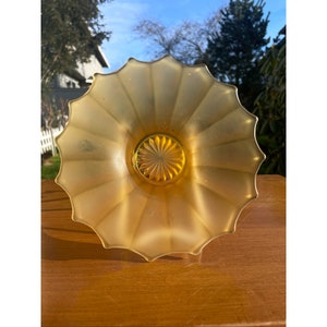 Vintage Satin Amber Heirloom Pattern Flared Round Glass Accent Dish