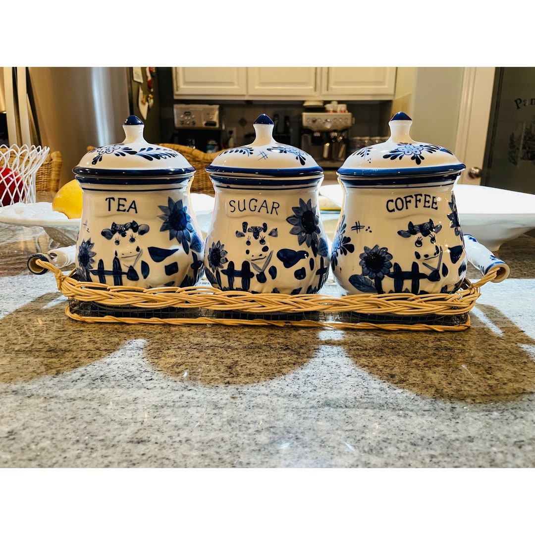 Vintage Blue Delft Deco Hand Painted Ceramic Tea Sugar Coffee - Etsy
