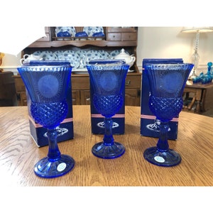 Vintage AVON 1976 The Washington Goblet Fostoria Coin Pattern Candle & Holder Frankincense Myrrh Perfume Individually Sold In Original Box
