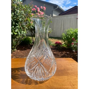 Vintage Genuine Lead Cut Crystal Decanter Carafe W/Pour Spout Home Bar Elegant Mid Century Bar Cart Decor