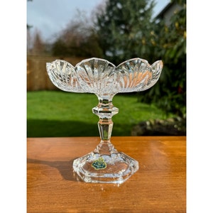 Vintage BEYER Clear Crystal Compote West German Craftsmanship Blerkinstal Kristall 1960s Elegant Candy Dish Genuine Crystal Original Label