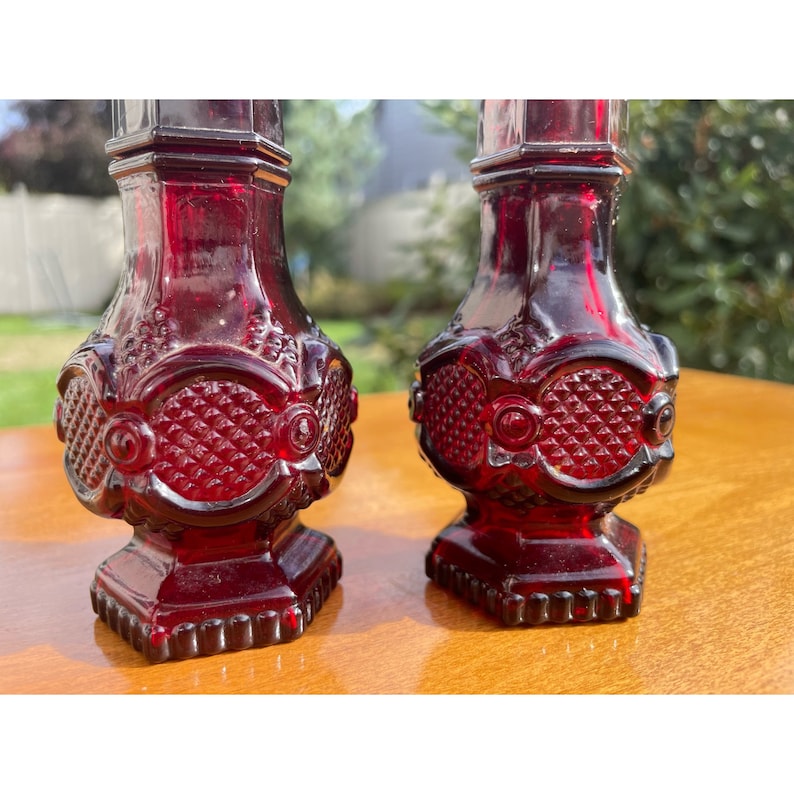 Vintage Cape Cod Ruby Red Avon Glassware Salt and Pepper Etsy