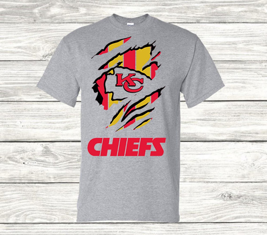 Kansas City Chiefs Rips Tears T Shirt NFL Gildan Stack Logo Etsy
