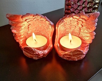 Angel Wings Ceramic Tealight Holder Pink &quot;Set of 2&quot;