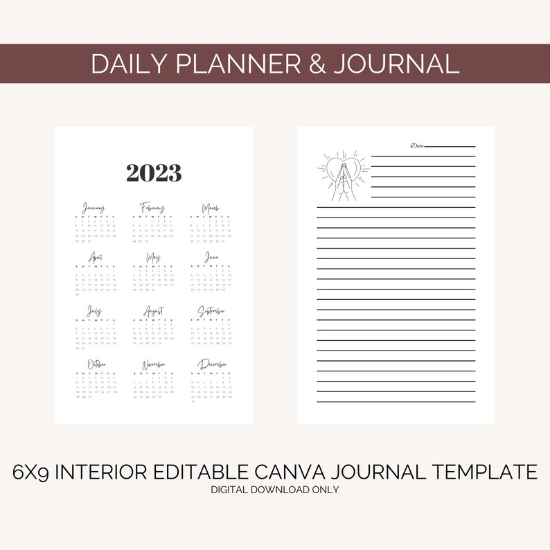 Canva Journal Template Commercial and Personal Use | Printable Daily ...